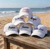 Custom Bride Captain Hat, Personalized Yacht Crew Dad Cap, Embroidered Script Name Baseball Hat, Beach Bachelorette Nautical Party Gift