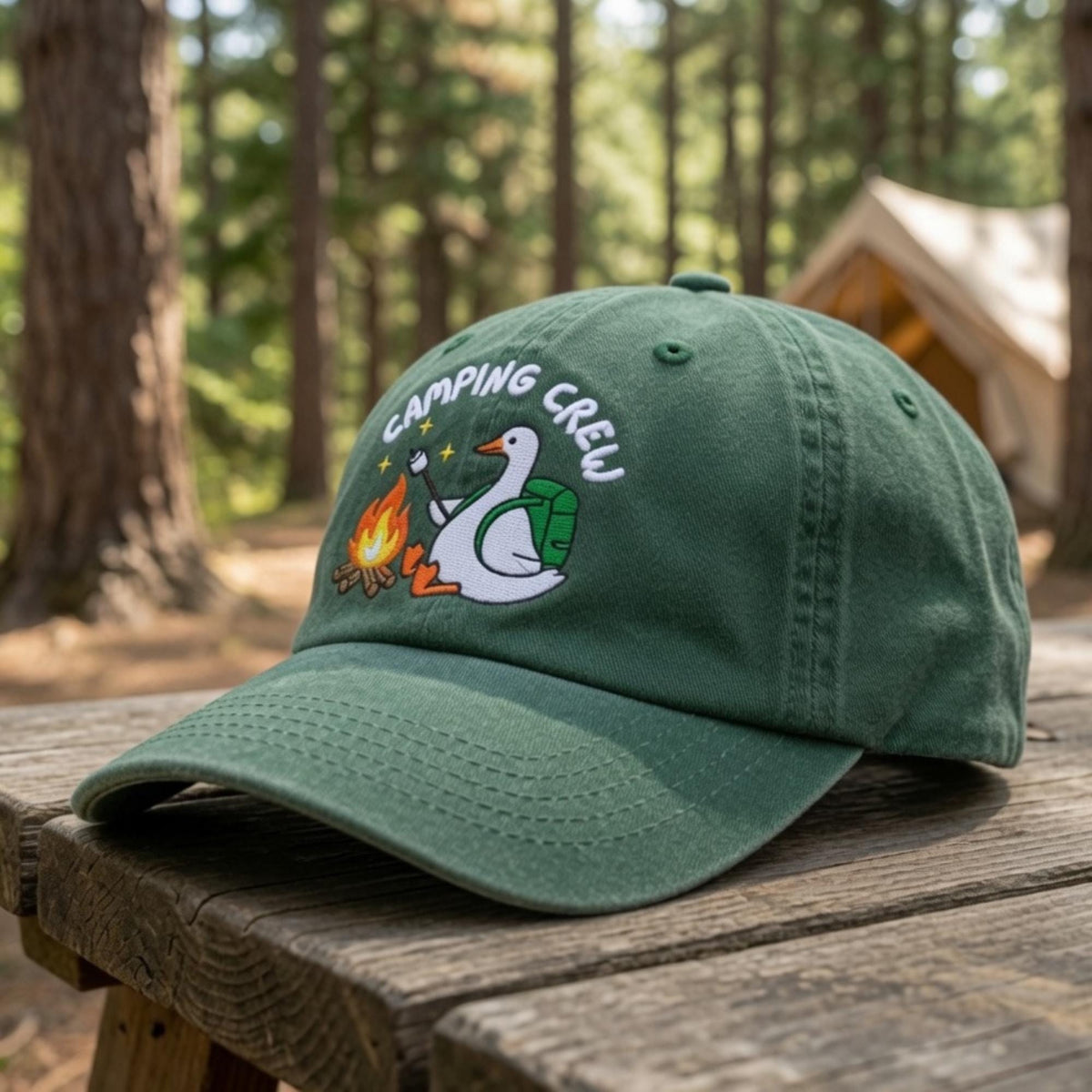 Embroidered Goose Camping Hat, Camping Crew Cap, Cute Goose Gift, Matching Group Camping Hat, Outdoor Adventure Cap, Nature Lover Gift