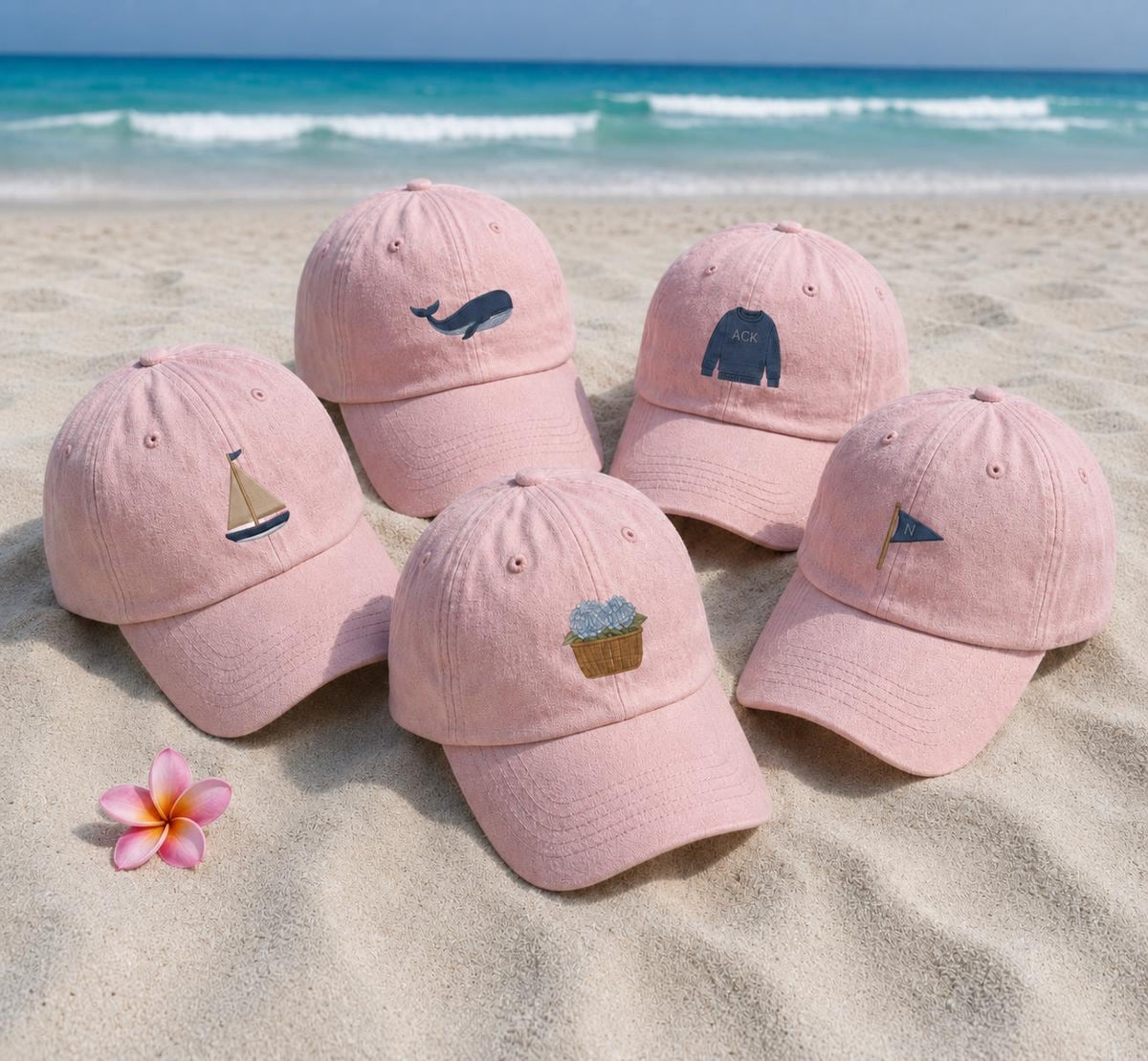 Personalized Beach Icon Embroidered Hat, Custom Summer Vacation Baseball Cap, Family Matching Hat