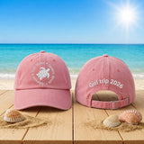 Custom Sea Turtle Embroidered Hat, Personalized Beach Trip Baseball Cap
