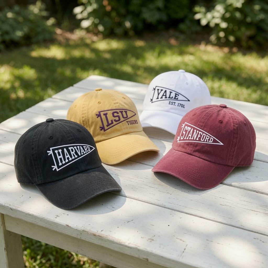 Custom Mascot Gameday Pennant Embroidered Hat, University Sport Baseball Cap, College Team Logo Hat, School Spirit Gift Matching Dad Hat