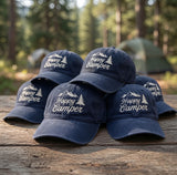 Custom Happy Camper Embroidered Baseball Cap - Personalized Vintage Nature Outdoor Camping Cotton Dad Hat