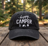Custom Green Camping Hat Embroidered Happy Camper Baseball Cap Personalized Vintage Dad Hat Nature Adventure Gift Custom Text Trucker