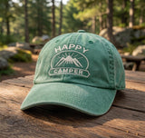 Custom Camping Hat Embroidered Happy Camper Baseball Cap Personalized Mountain Dad Hat Vintage Outdoor Gift Custom Text Trucker