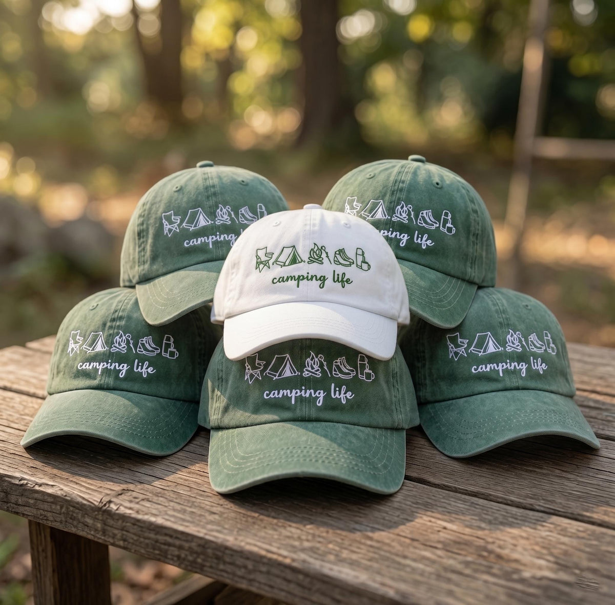 Custom Camping Life Hat Embroidered Vintage Baseball Cap Personalized Dad Hat Nature Adventure Gift Custom Text Logo Trucker