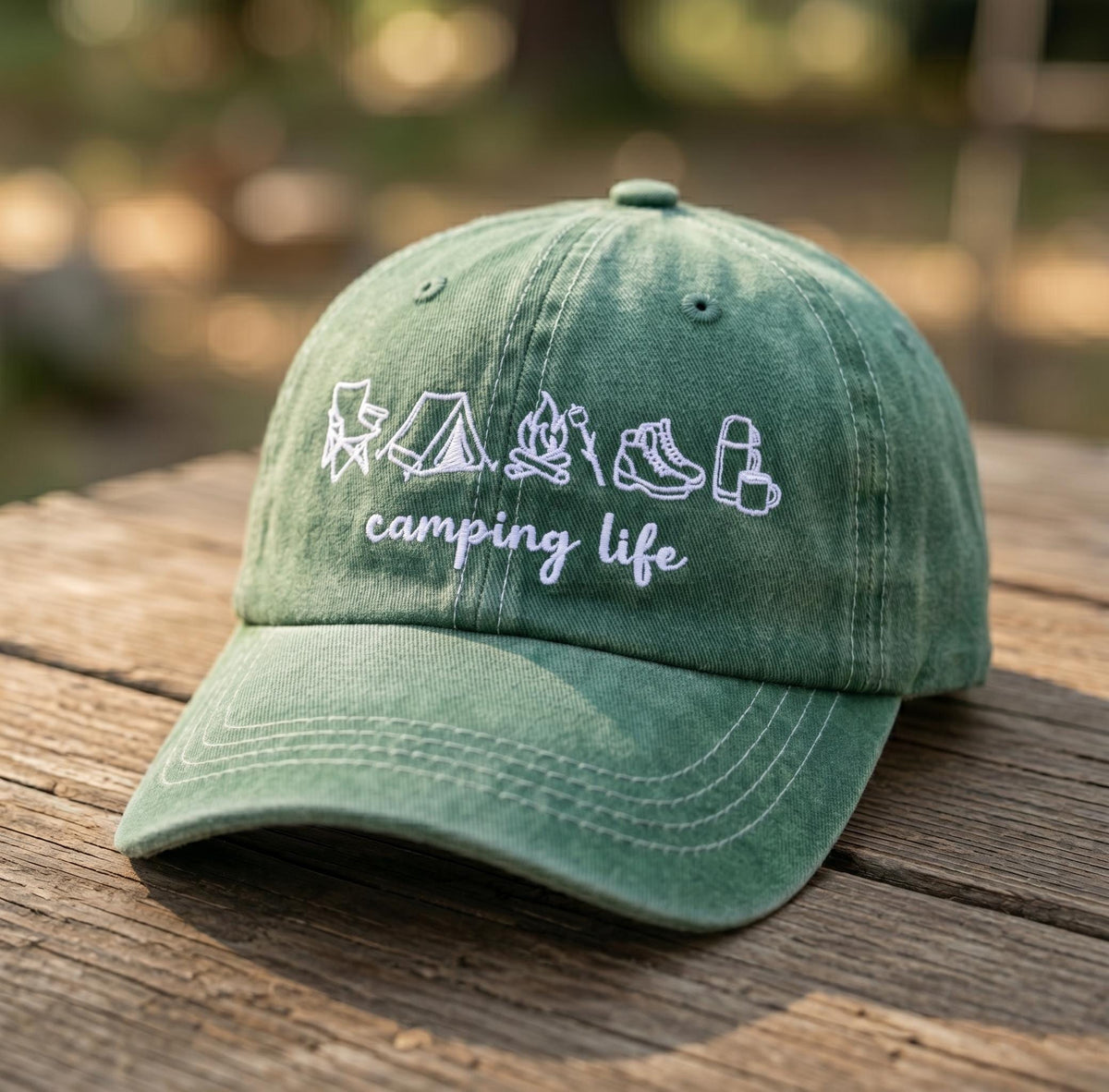 Custom Camping Life Hat Embroidered Vintage Baseball Cap Personalized Dad Hat Nature Adventure Gift Custom Text Logo Trucker