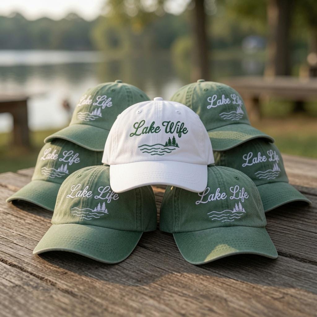 Custom Lake Life Hat Embroidered Lake Wife Baseball Cap Personalized Vintage Sage Green Dad Hat Summer Vacation Gift Custom Text Trucker