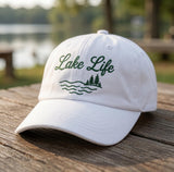 Custom Lake Life Hat Embroidered Lake Wife Baseball Cap Personalized Vintage Sage Green Dad Hat Summer Vacation Gift Custom Text Trucker