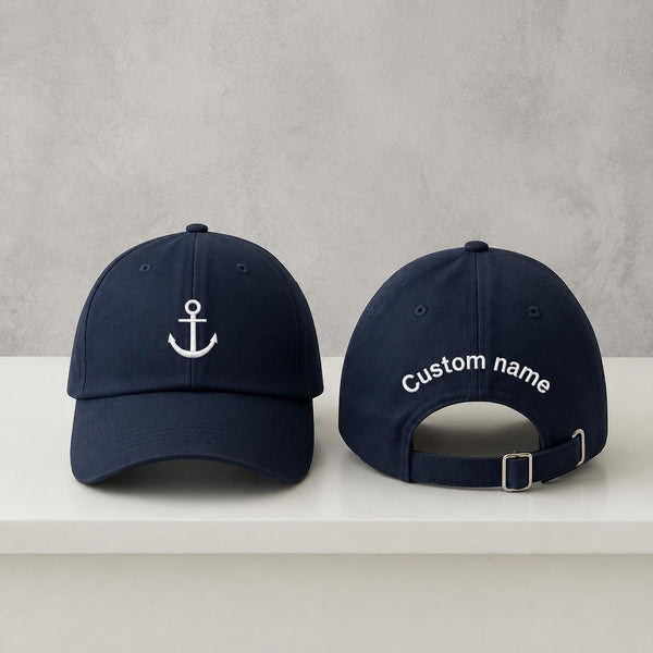 Personalized Anchor Embroidered Hat, Custom Text Nautical Baseball Cap, Bachelorette Beach Gift