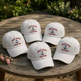 Personalized Anchor Embroidered Hat, Custom Boat Name Nautical Baseball Cap, Boating Gift, vacation gift