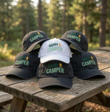 Happy Camper Hat Embroidered Camping Baseball Cap Custom Nature Lover Gift Personalized Camping Trip Hats Matching Group Caps