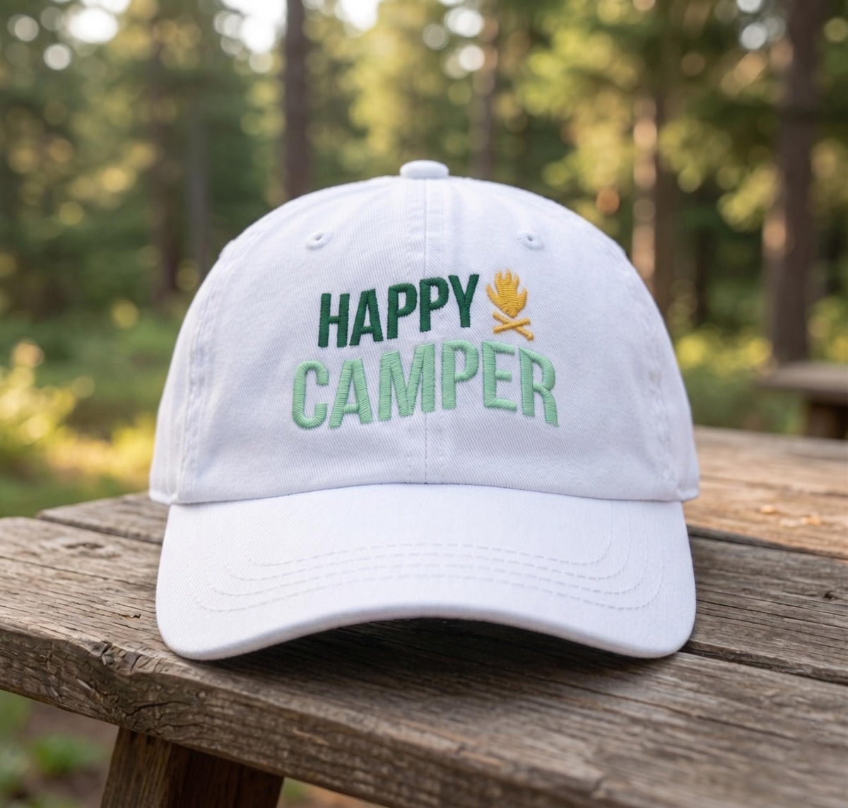 Happy Camper Hat Embroidered Camping Baseball Cap Custom Nature Lover Gift Personalized Camping Trip Hats Matching Group Caps