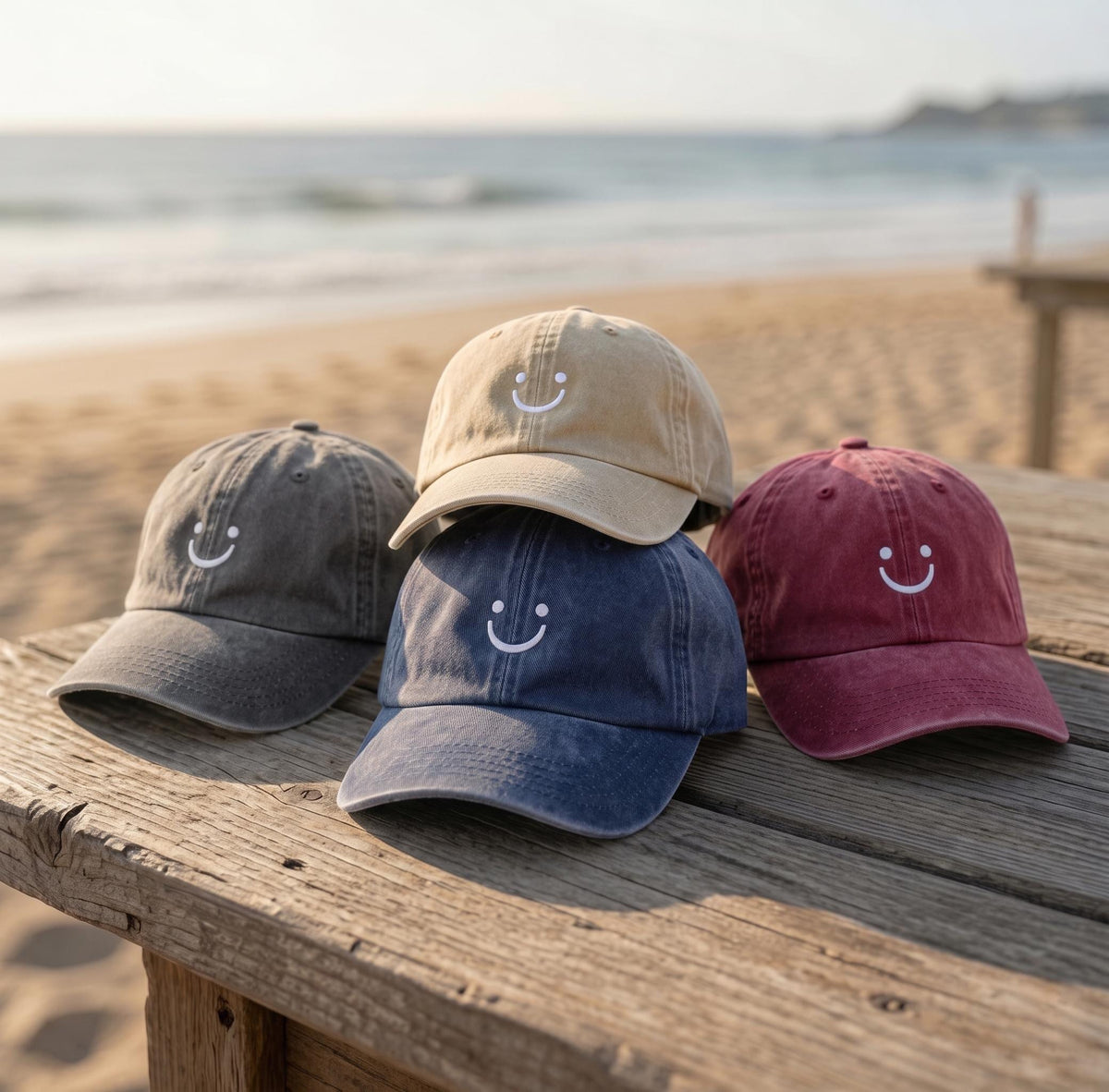 Smiley Face Hat Embroidered Happy Face Baseball Cap Custom Vintage Dad Hat Cute Minimalist Gift Personalized Beach Trip Caps