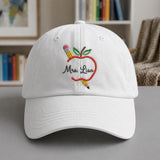Personalized Apple Pencil Teacher Hat, Custom Embroidered Baseball Cap, Back to School Gift