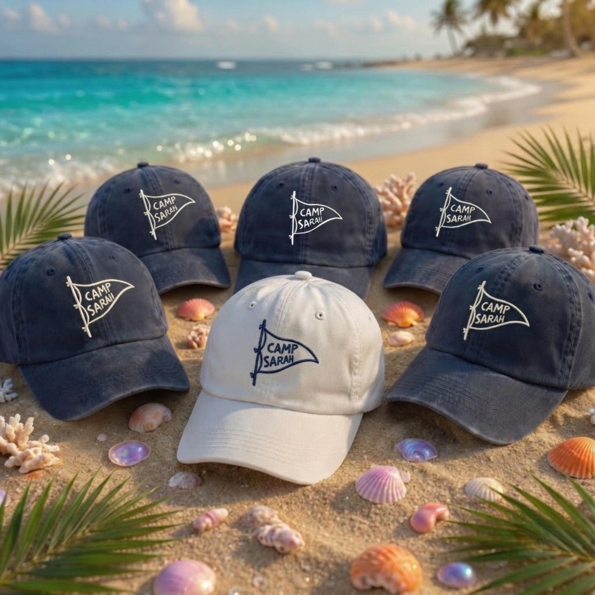 Custom Camp Bachelorette Embroidered Hat, Personalized Matching Girls Trip Baseball Cap