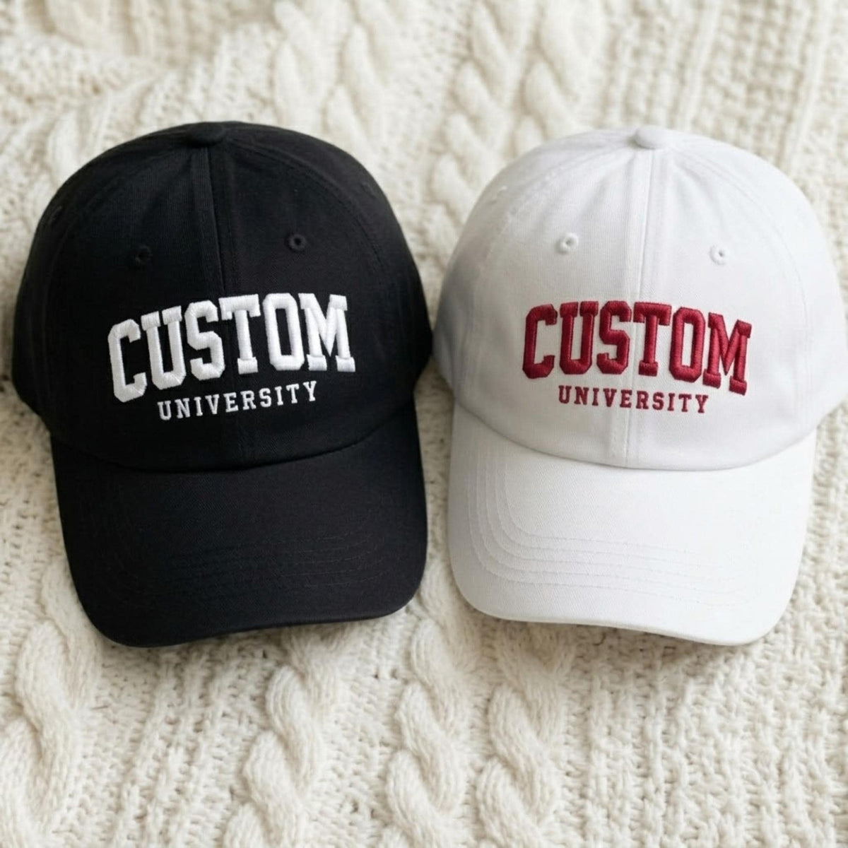 Custom College Name Embroidered Hat, Personalized University Cotton Baseball Cap, Alumni Gift