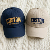 Custom College Name Embroidered Hat, Personalized University Cotton Baseball Cap, Alumni Gift