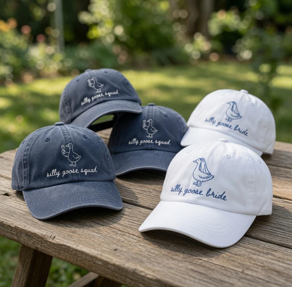 Silly Goose Bride Hat Custom Bachelorette Party Gift Embroidered Baseball Cap Silly Goose Squad Bridesmaid Unisex Retro Dad Hat