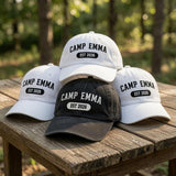 Custom Camp Hat Embroidered Established Date Baseball Cap Family Vacation Gift Retro Camping Shield Unisex Dad Hat Group Travel Cap