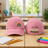 Rainbow Pencil Teacher Embroidered Hat, Colorful Back to School Baseball Cap, Teacher Gift