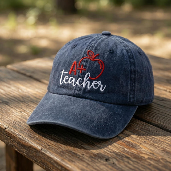 A Plus Teacher Embroidered Hat, Personalized Educator Baseball Cap, Teacher Appreciation Gift