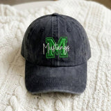 Personalized School Spirit Embroidered Hat, Custom Team Name Washed Cotton Baseball Cap