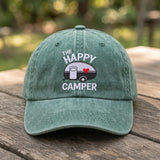 The Happy Camper Hat Custom Embroidered Camping Baseball Cap Personalized Camper Van Gift Retro Road Trip Hats Family Matching Caps