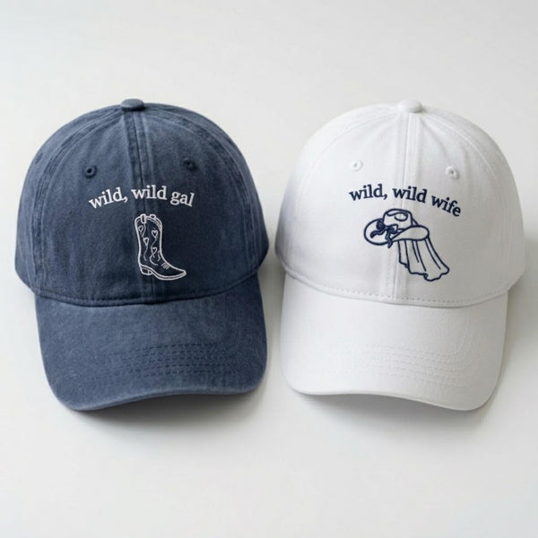 Wild Wild Wife Embroidered Hat, Western Bachelorette Cap, Custom Cowgirl Bach Hat, Nashville Rodeo Party Hat, Team Bride Baseball Cap