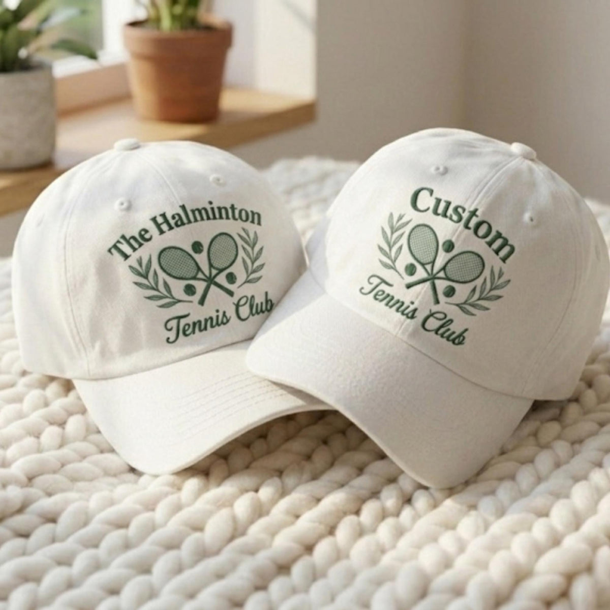 Personalized Tennis Embroidered Hat, Custom Group Cotton Baseball Cap, Tennis Team Gift