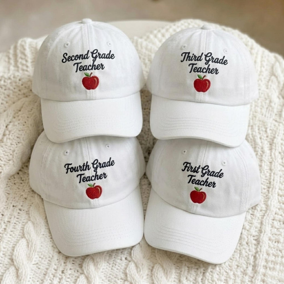 Custom Grade Teacher Embroidered Hat, Personalized School Grade Washed Cotton Baseball Cap