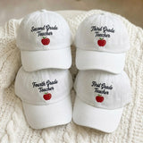 Custom Grade Teacher Embroidered Hat, Personalized School Grade Washed Cotton Baseball Cap