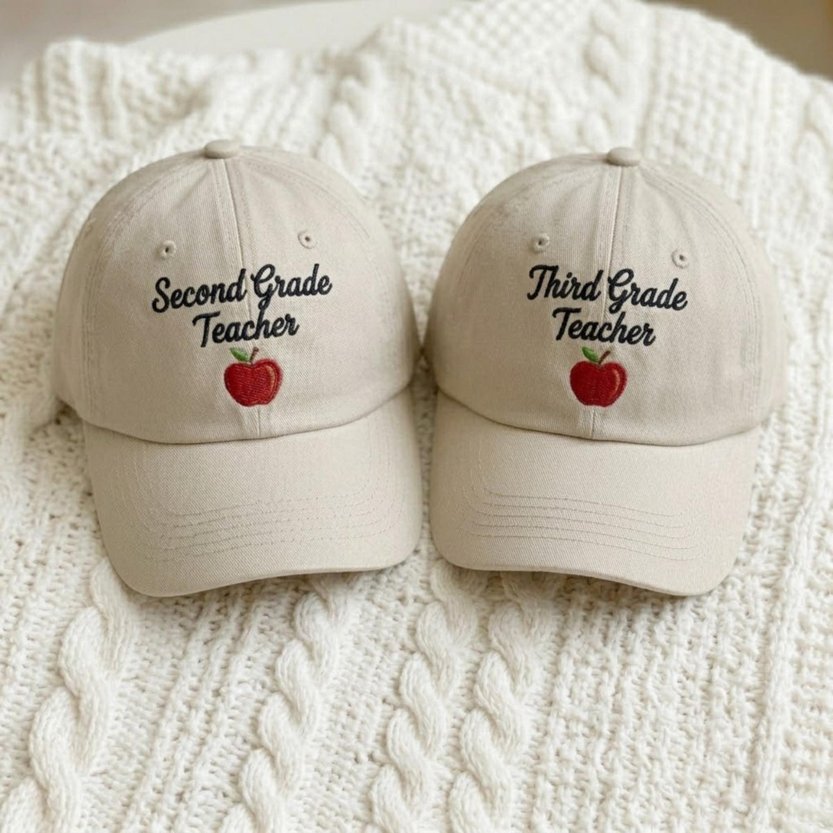 Custom Grade Teacher Embroidered Hat, Personalized School Grade Washed Cotton Baseball Cap