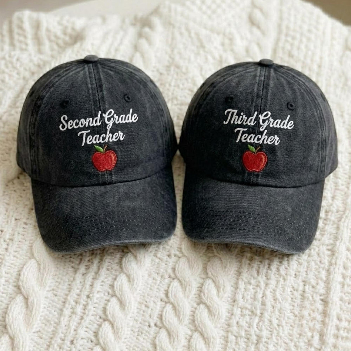 Custom Grade Teacher Embroidered Hat, Personalized School Grade Washed Cotton Baseball Cap