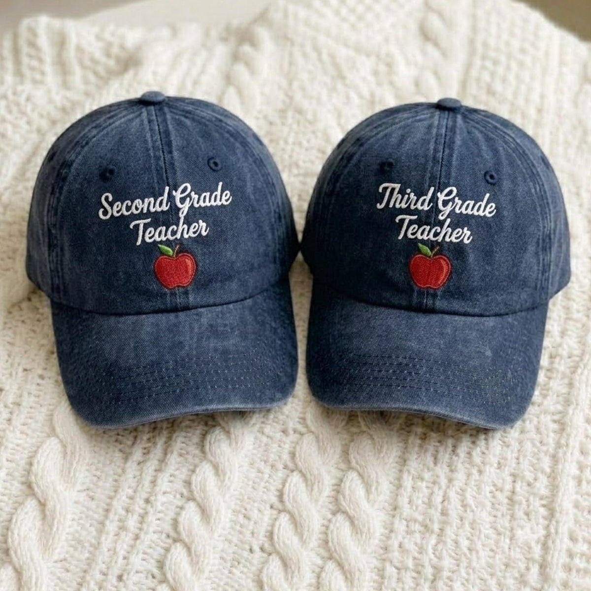Custom Grade Teacher Embroidered Hat, Personalized School Grade Washed Cotton Baseball Cap