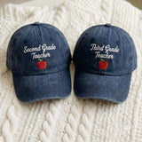 Custom Grade Teacher Embroidered Hat, Personalized School Grade Washed Cotton Baseball Cap