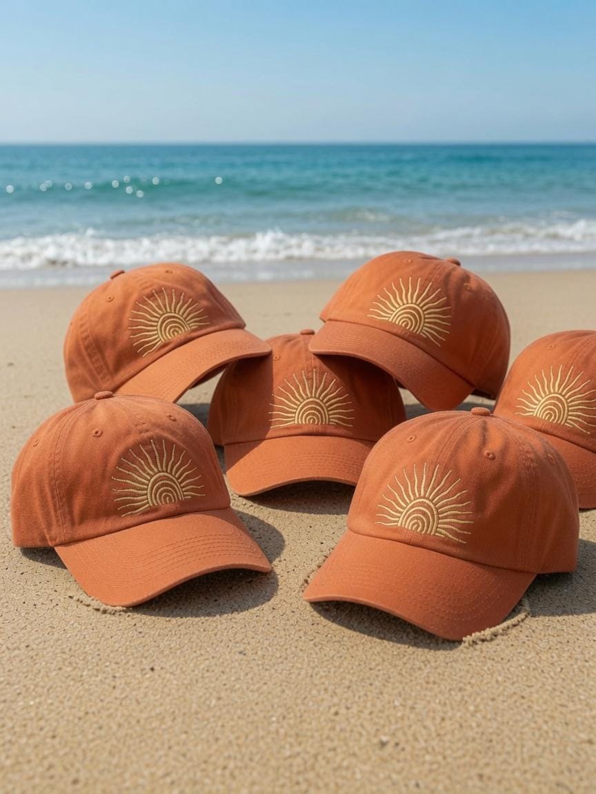 Sunrise Sunset Embroidered Hat, Sun Cap, Matching Summer Sun Hat, Beach Day Embroidery Cap, Vacation Hat, Summer Accessories, Boho Cap