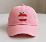 Personalized Apple Teacher Embroidered Hat, School Staff Matching Cap
