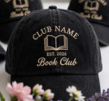 Personalized Book Club Embroidered Hat, Custom Reading Group Baseball Cap