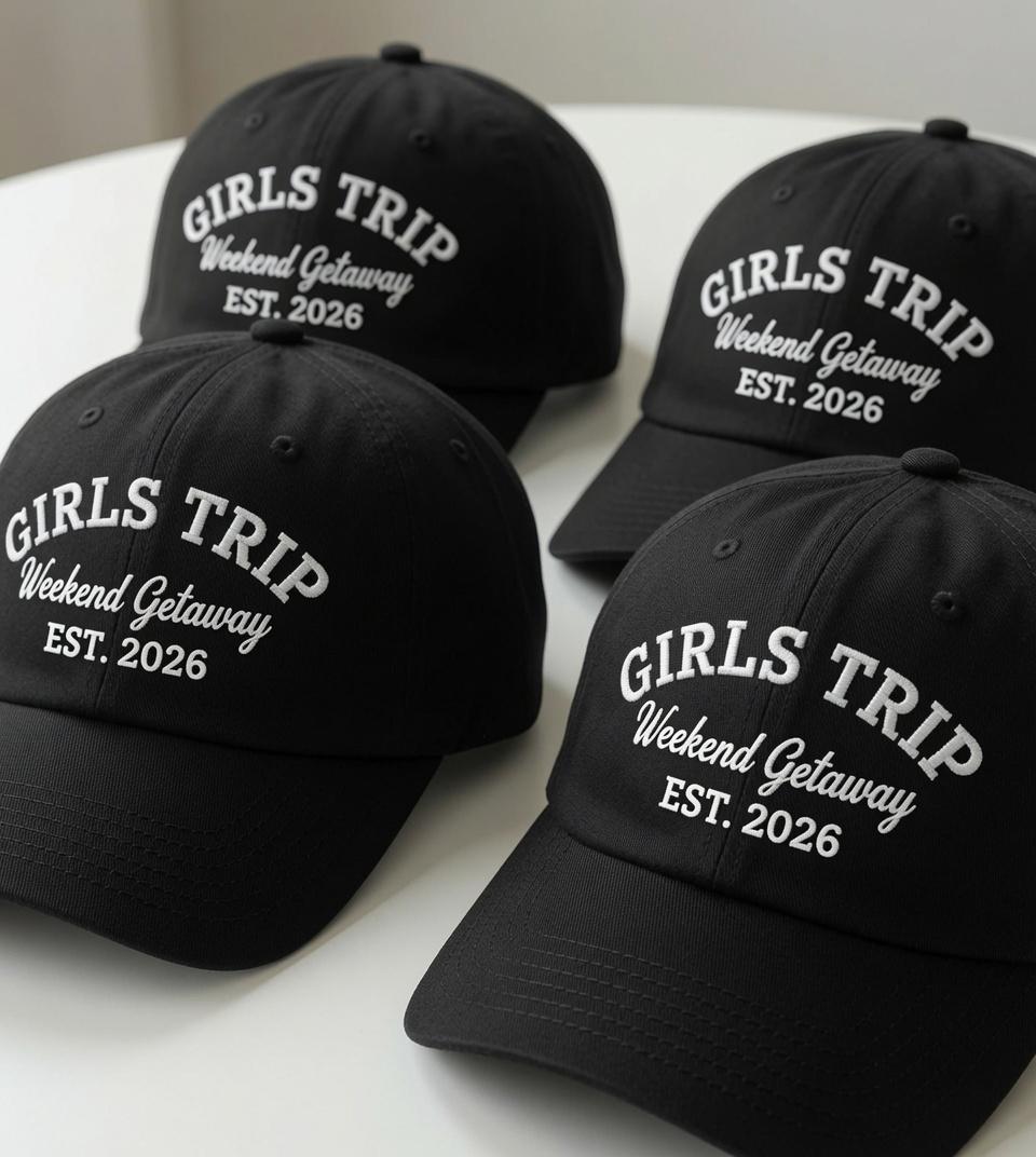 Personalized Girls Trip Embroidered Hat, Custom Weekend Getaway Cap, Bachelorette Gift