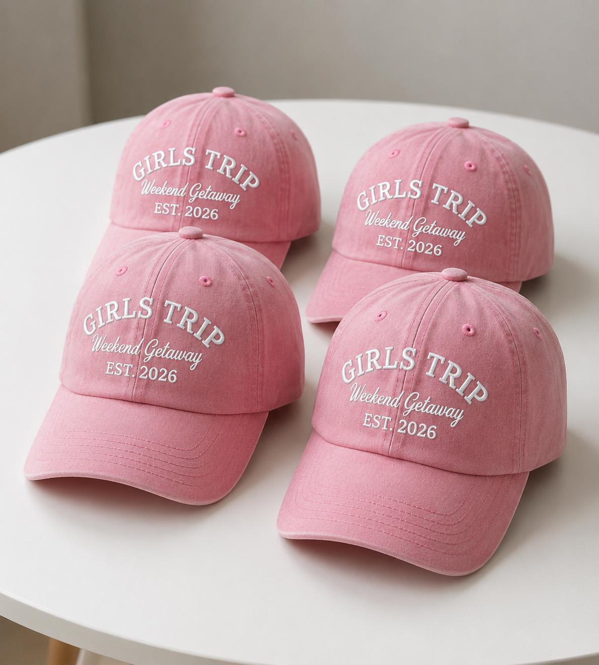 Personalized Girls Trip Embroidered Hat, Custom Weekend Getaway Cap, Bachelorette Gift