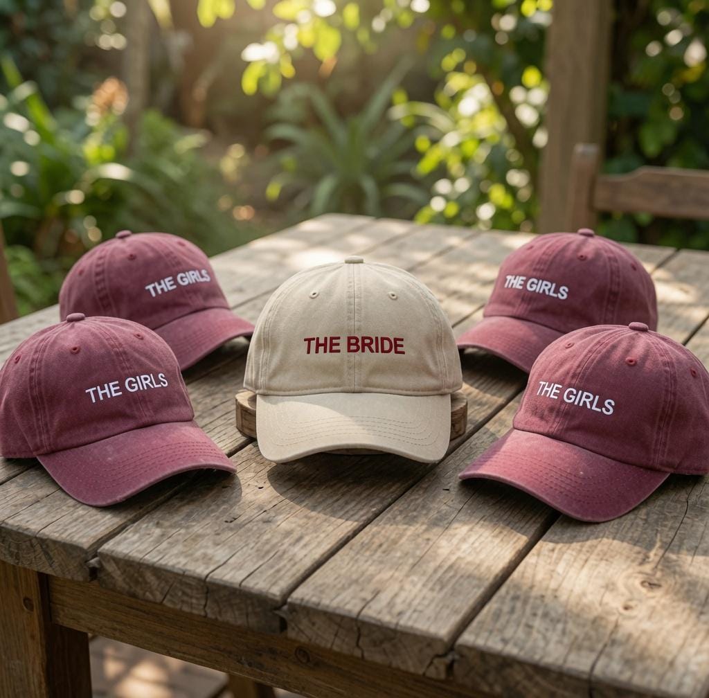 Custom Bachelorette Party Hats, The Bride The Girls Hat, Embroidered Bridal Shower Caps, Bridesmaid Proposal Gifts, Wedding Favors, For Her