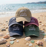 Custom Name Beach Hat, Embroidered Vacation Baseball Cap, Matching Summer Family Hats, Girls Trip Gifts, Beach Birthday Favors