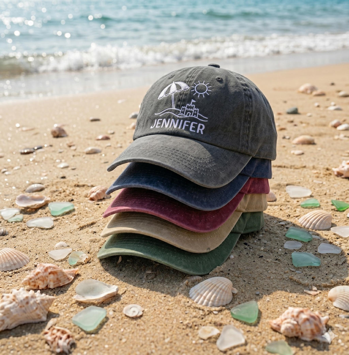 Custom Name Beach Hat, Embroidered Vacation Baseball Cap, Matching Summer Family Hats, Girls Trip Gifts, Beach Birthday Favors