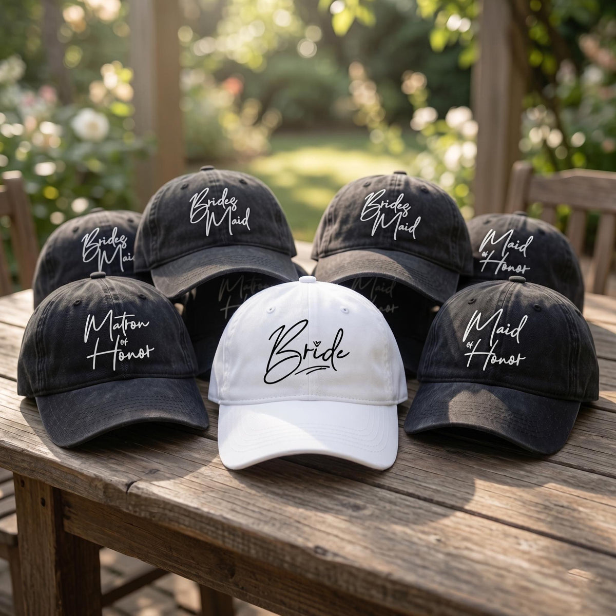 Custom Bachelorette Party Hats, Embroidered Bride Bridesmaid Caps, Maid of Honor Gift, Wedding Favors, Bridal Shower Gifts, Gift for Her