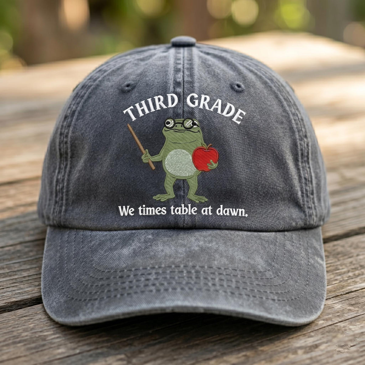 3rd Grade Teacher Frog Embroidered Hat, Math Multiplication Baseball Cap, Elementary School Gift