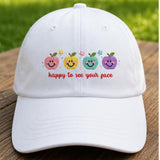 Smiley Apple Embroidered Teacher Hat, Cute Back to School Baseball Cap, Teacher Gift