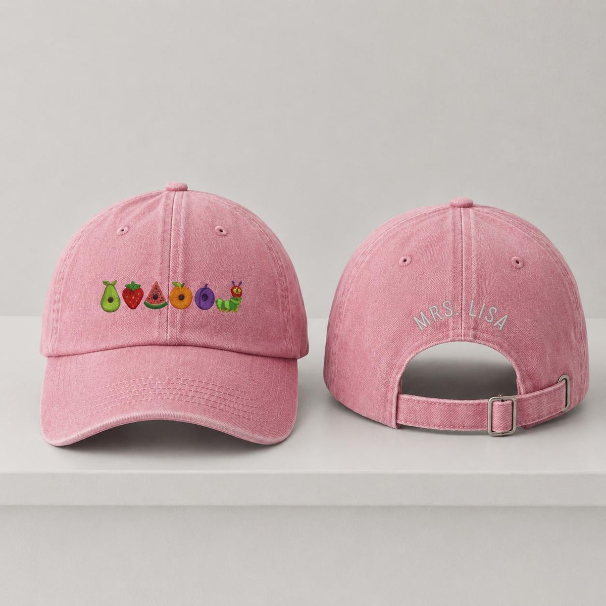 Personalized Caterpillar Teacher Hat, Custom Name Embroidered Baseball Cap, School Gift