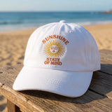 Custom Sun Embroidered Hat | Retro Sunshine Baseball Cap | White Summer Beach Hat | Sunshine State Of Mind Cap | Personalized Gift For Her