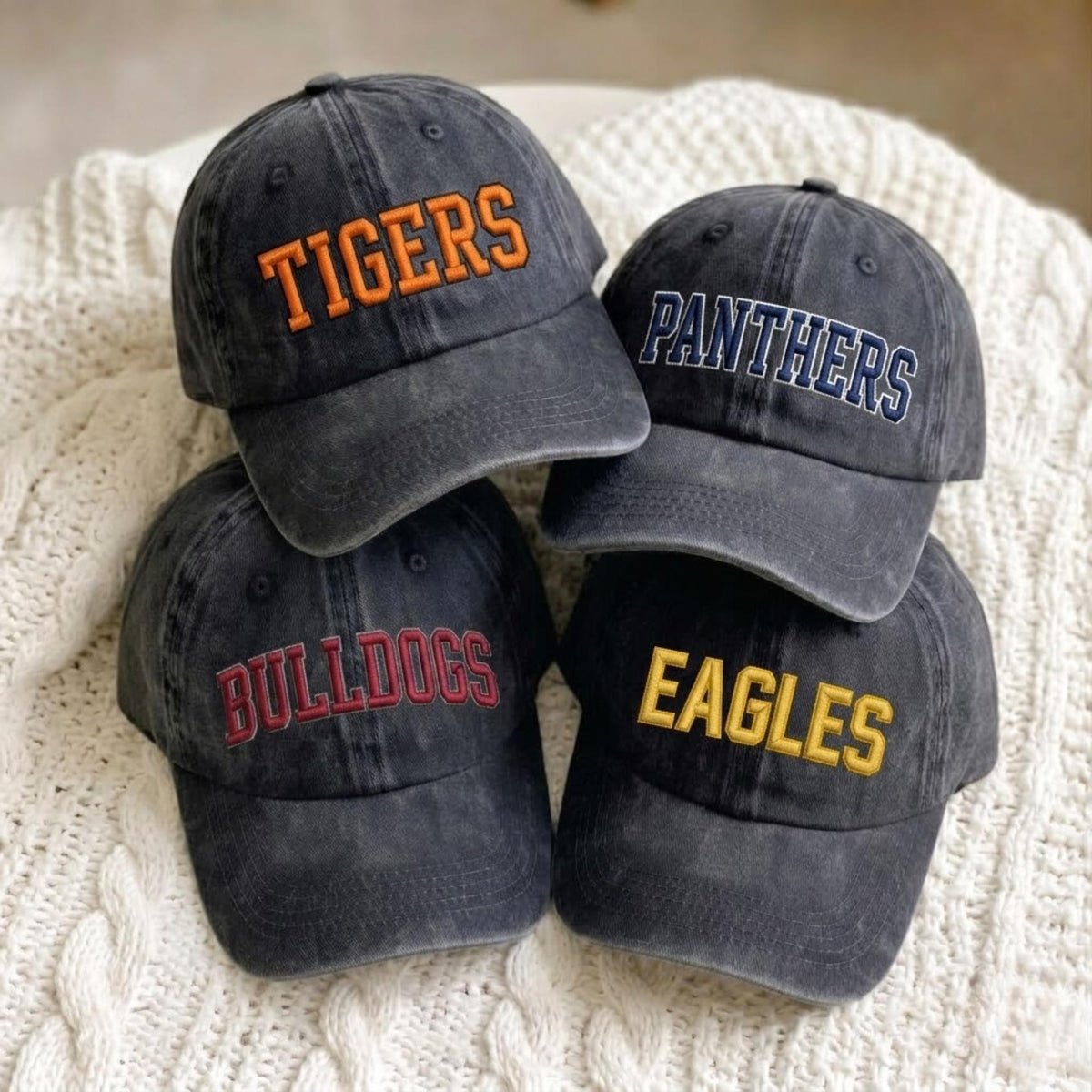 Custom Varsity Letter Embroidered Hat, Personalized Cotton Baseball Cap, Sports Fan Gift