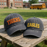 Custom 3D Puff Embroidered Washed Cotton Baseball Cap, Personalized Varsity Name Hat